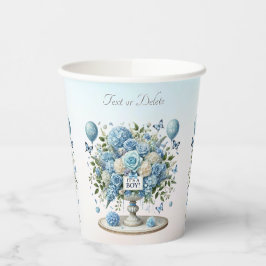 Copas de Papel Floral Branco Azul
