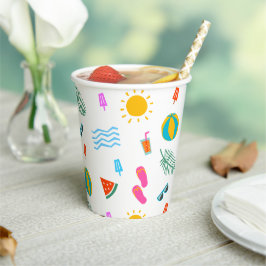 Copas de Papel Padrão da Praia da Summer