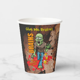 Copas de papel personalizáveis do Zombie Halloween