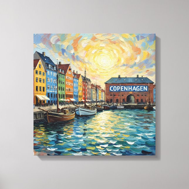 Copenhagen Nyhavn Harbor Glow Canvas Art (Frente)