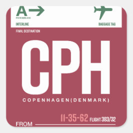 Copenhague - Adesivos Quadrados de Viagem