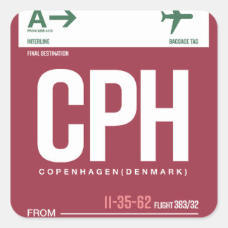 Copenhague - Adesivos Quadrados de Viagem