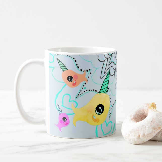 Copo da caneca do chá do café de Narwhal (Com Donut)
