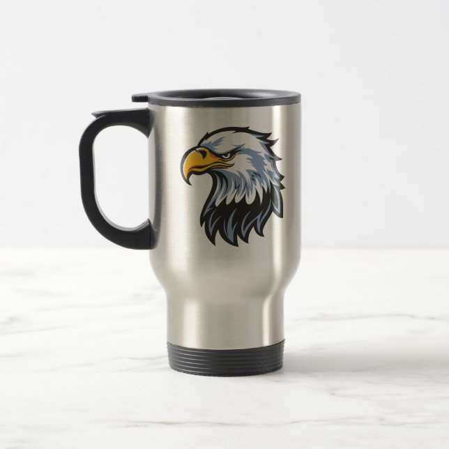 Copo de Aço Águia – Caneca de Viagem em Aço Inox (Esquerda)