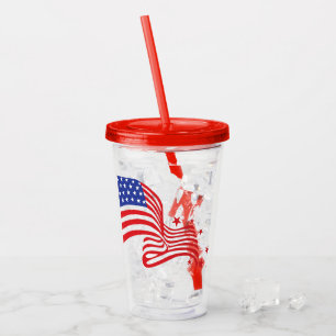 Copo De Acrílico 4 de julho Patriotic Acrylic Tumbler