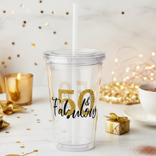 Copo De Acrílico 50 Cinquenta e Fabuloso partido Glitter Gift Doura