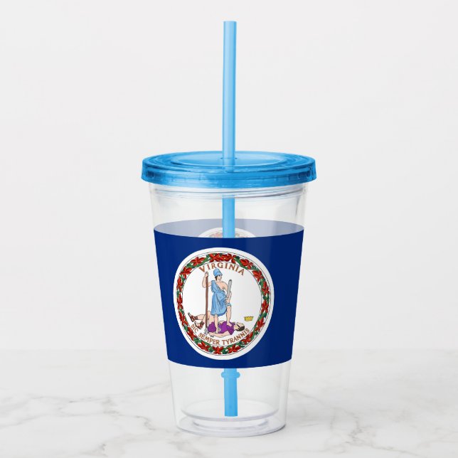 Copo De Acrílico Acrylic Tumbler com bandeira da Virgínia (Frente)