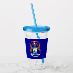 Copo De Acrílico Acrylic Tumbler com bandeira de Michigan