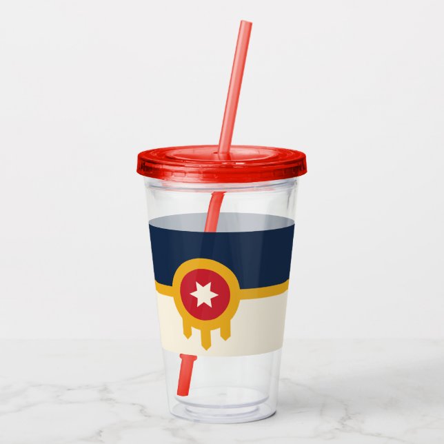Copo De Acrílico Acrylic Tumbler com bandeira de Tulsa, Oklahoma (Verso)