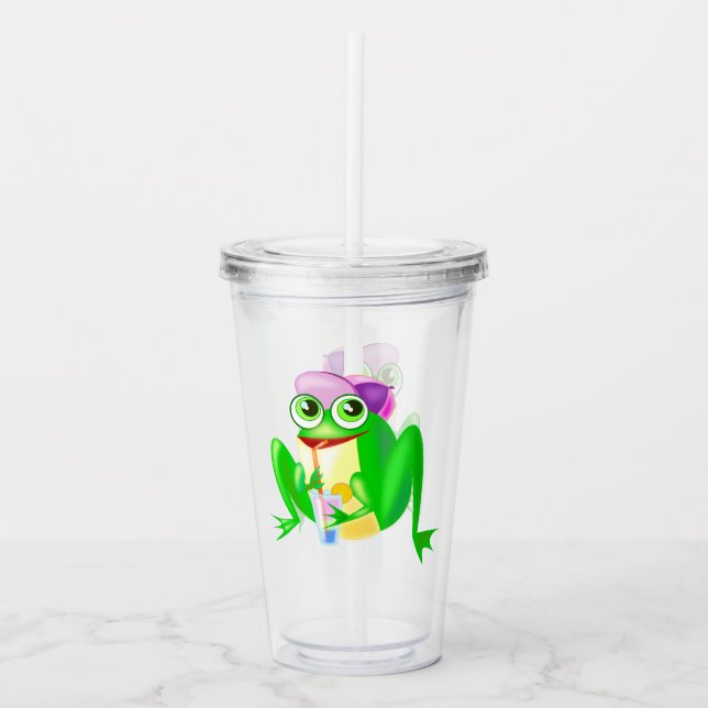 Copo De Acrílico Acrylic Tumbler com Sapo Feliz - Divertido (Frente)