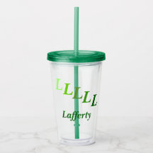 Acrylic Tumbler - Iniciais Espetadas, Nome em Verd