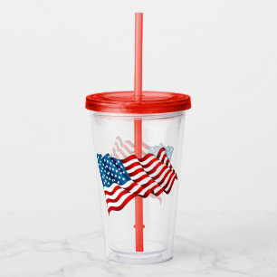 Copo De Acrílico Acrynler & Straw-USA Flag