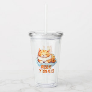 Copo De Acrílico Adorável Laranja Tabby Cat. Estou tentando o meu m