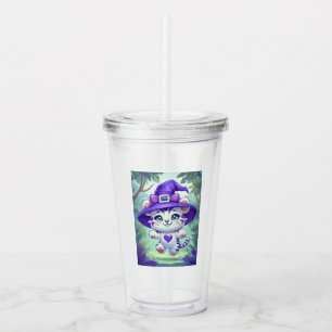 Copo De Acrílico Adorável Tigre Branco Bruxa Tumbler