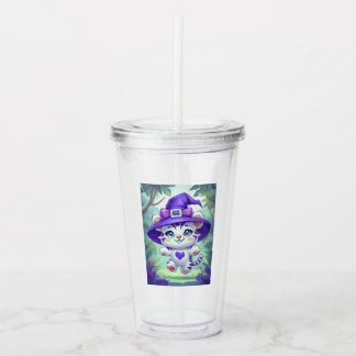 Copo De Acrílico Adorável Tigre Branco Bruxa Tumbler