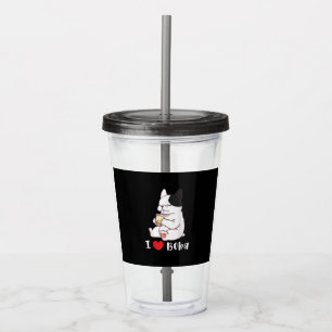 Copo De Acrílico Adoro Boba Bubble Tea Dog Cut French Bulldog Gift