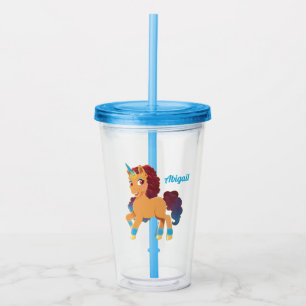 Copo De Acrílico Afro Unicorn Divino Prancing