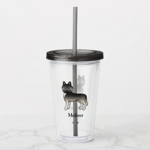 Copo De Acrílico Agouti Siberian Husky Dog & Custom Name