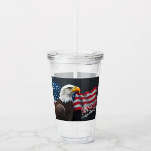 Copo De Acrílico Águia-careca com a Bandeira Americana Arte de 4 de