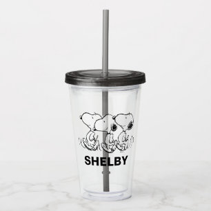Copo De Acrílico Amendoins Snoopy Walking Alto