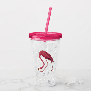 Copo De Acrílico American Pink Flamingo Vintage Art