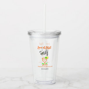 Copo De Acrílico Amor à primeira taça laranja preto chá de noiva gl