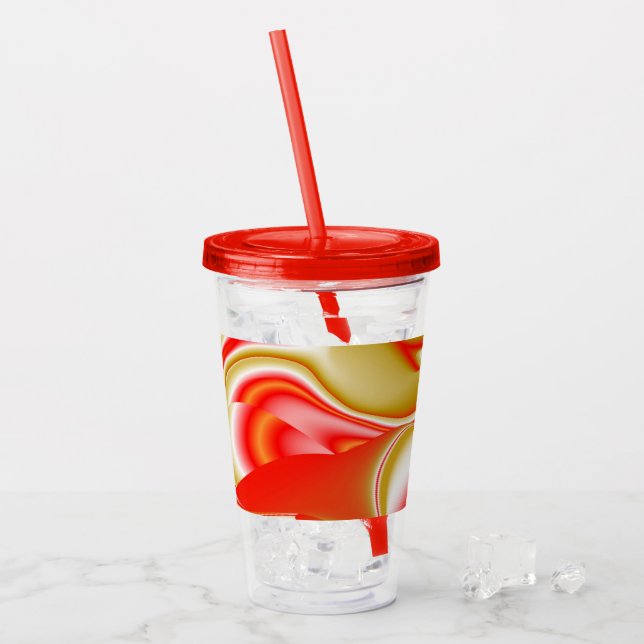 Copo De Acrílico Amor e Abstrato 3D Rainbowart Dourado (Gelo frontal)