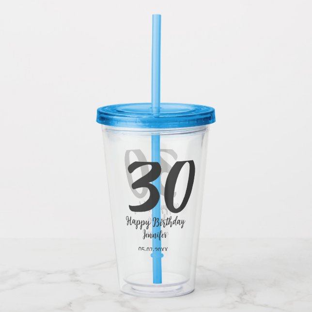 Copo De Acrílico aniversário de 30 anos adicionar nome data ano ano (Frente)