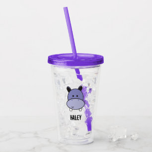 Copo De Acrílico Aniversário personalizado Safari Hippo