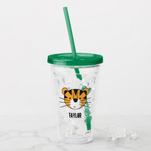 Copo De Acrílico Aniversário Personalizado Safari Tiger Illustrati