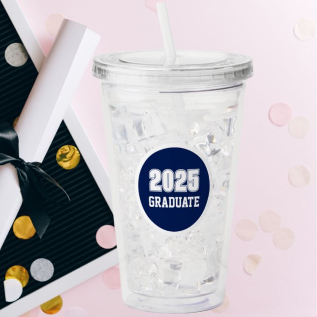 Copo De Acrílico Ano do Formando marinho Azul e Círculo Branco (In Situ Graduation)