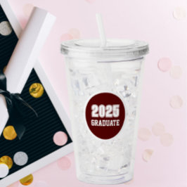 Copo De Acrílico Ano do Formando Maroon e Círculo Branco