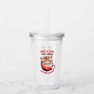 Copo De Acrílico Apenas uma garota que ama gatos e café (2)