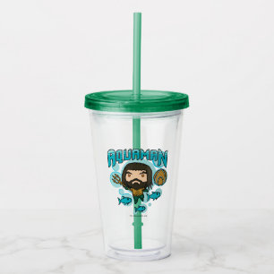 Copo De Acrílico Aquaman Chibi Aquaman Undersea Graphic
