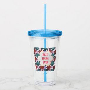 Copo De Acrílico Aquarela floral personalizada e customizada