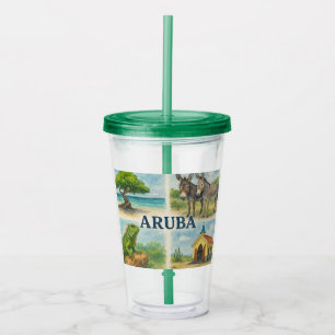 Copo De Acrílico Aquarela multivisual de Aruba