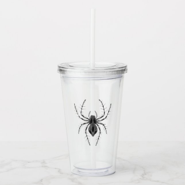 Copo De Acrílico Aranha de Halloween Gótico Vintage (Frente)