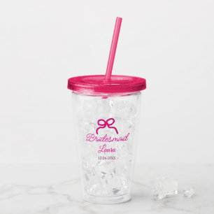 Copo De Acrílico Arco PINK nome mínimo bridesmaid ano de presente
