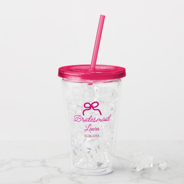 Copo De Acrílico Arco PINK nome mínimo bridesmaid ano de presente (Gelo traseiro)