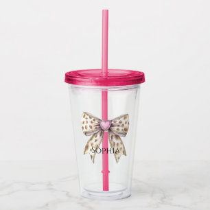 Copo De Acrílico Arco Rosa Leopard Girly