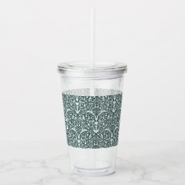 Copo De Acrílico Art Nouveau Inspired Florals Clear Tumbler - Green