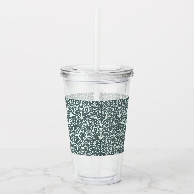 Copo De Acrílico Art Nouveau Inspired Florals Clear Tumbler - Green (Frente)