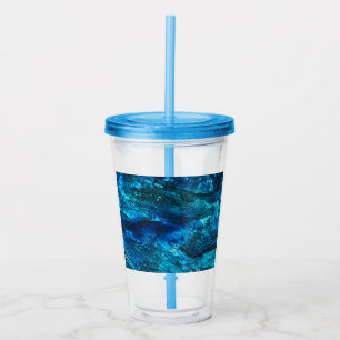 Copo De Acrílico Arte Abstrata Caneca Azul