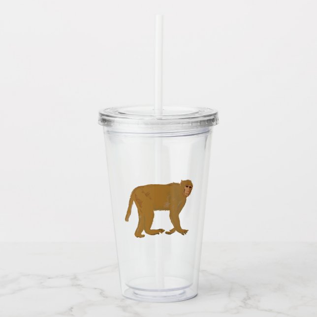 Copo De Acrílico arte de macaco babuíno (Frente)