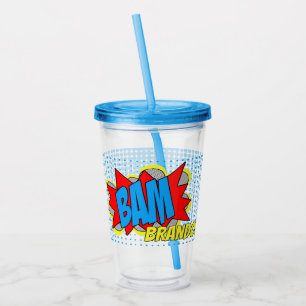 Copo De Acrílico Arte Pop de Quadrinhos Personalizados e Divertidos