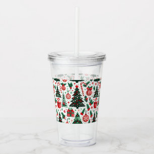 Copo De Acrílico Árvore de Natal, presentes, cana doce