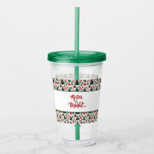 Copo De Acrílico Árvore de Natal, presentes, cana doce