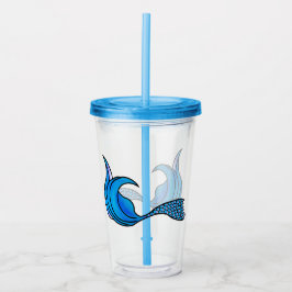Copo De Acrílico Azul-Sereia-Tail em Tumbler acrílico