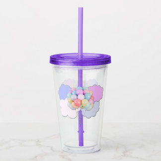 Copo De Acrílico Balões de Pastel e Nuvens - Tumbler acrílico