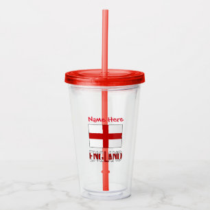 Copo De Acrílico Bandeira inglesa vermelha personalização Inglaterr